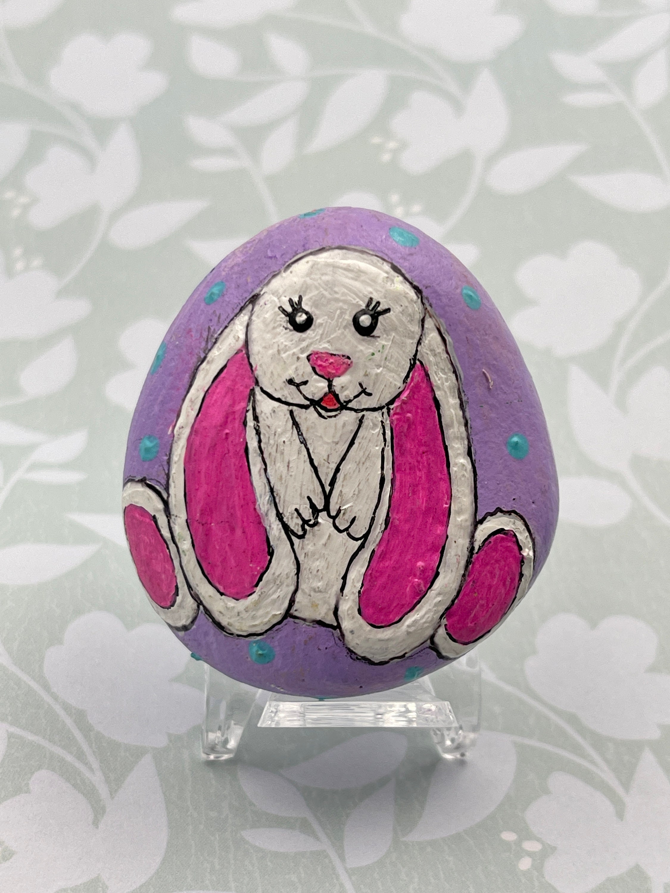 Long Floppy Ear Bunny on Purple, Easter Decor, Spring Painted Rock ...