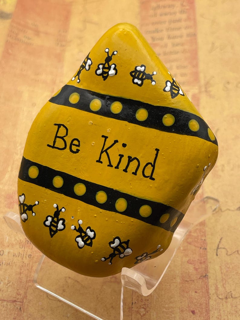 Bumble Bees Be Kind, Bee Summer Fun, Painted Rock, Painted Stone Art - Etsy
