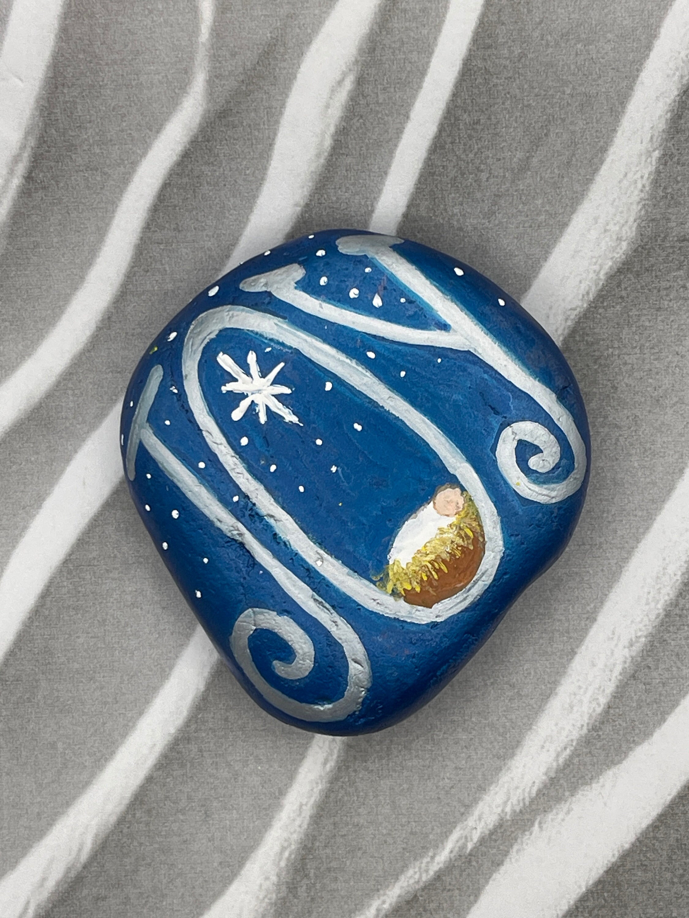 Christian Christmas Painted Rock, Baby Jesus Nativity Decor, Joy ...
