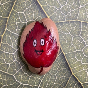 Whimsical Autumn Leaf, Fall Decoration, Hand Painted Rock