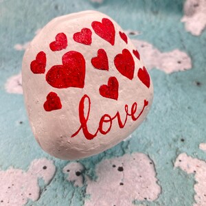 Love Stone With Glitter Red Heart Design, Unique Valentine Gift ...