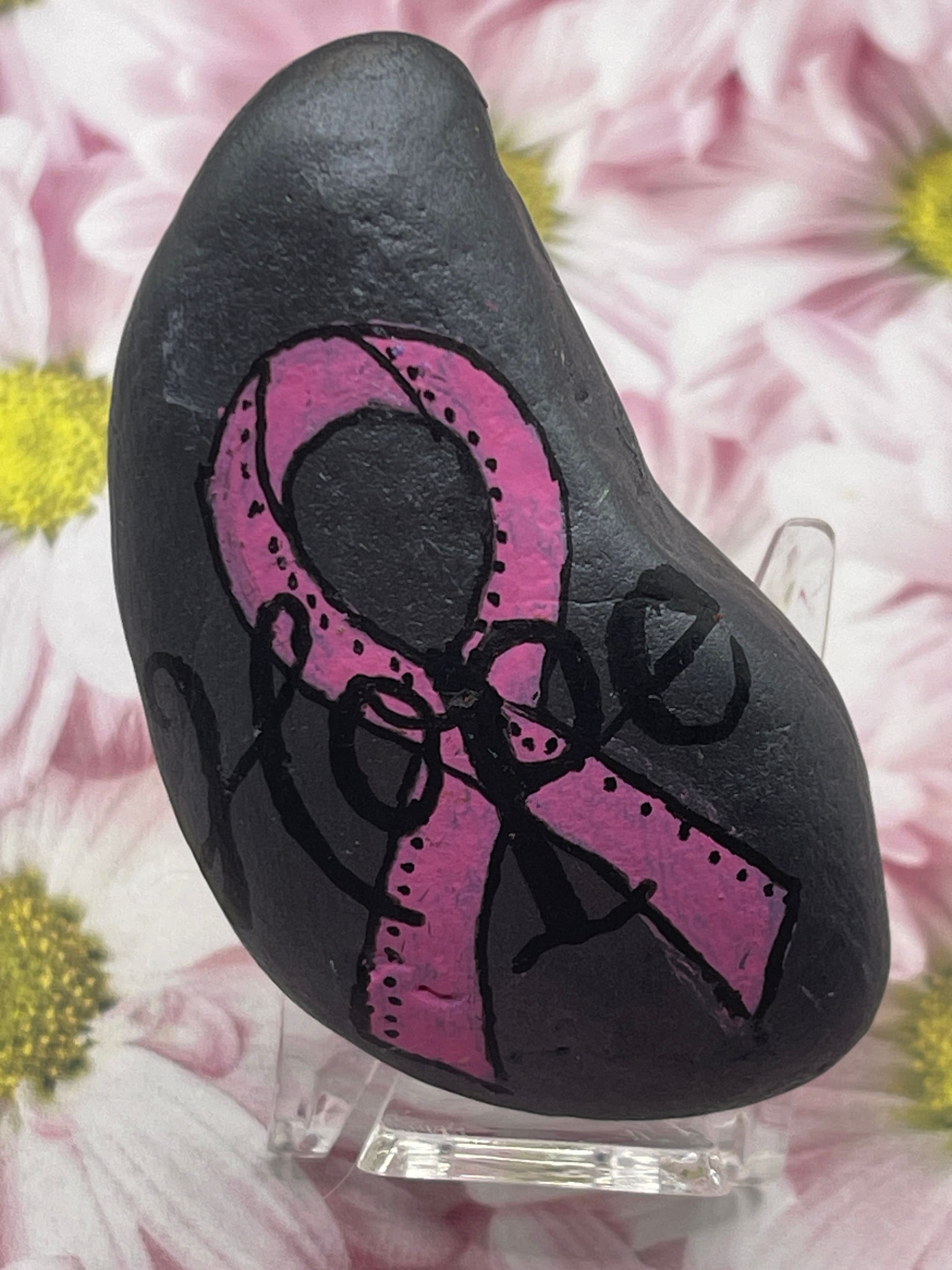 Cancer Ribbon Painted Rocks Breast Cancer Awareness Painted Rock, Pink Ribbon Hope Gift, Survivor ...