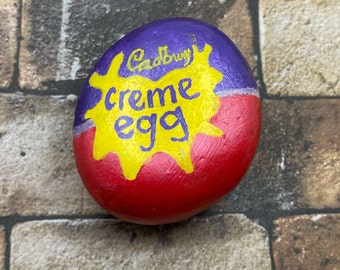 Cadbury Creme Egg Candy, Easter Decor, Painted Rock, Stone Painting