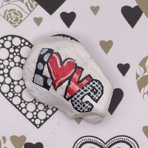 Carta de bloco fofa Amor, presente de dia dos namorados, pedra pintada, pintura em pedra