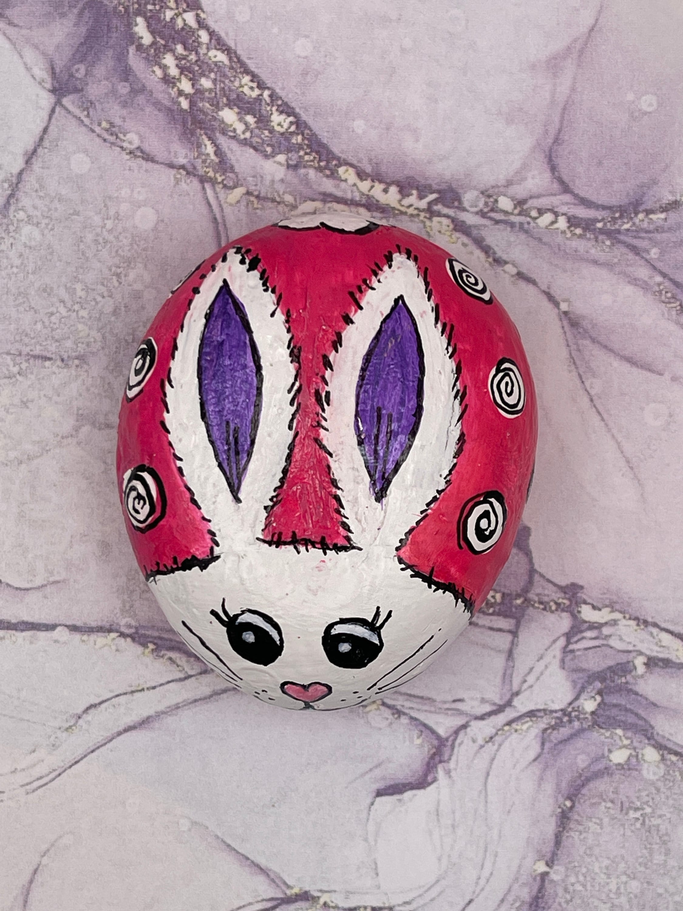 Cute Pink Easter Bunny Bug, Easter Decor, Spring Painted Rock, Stone ...