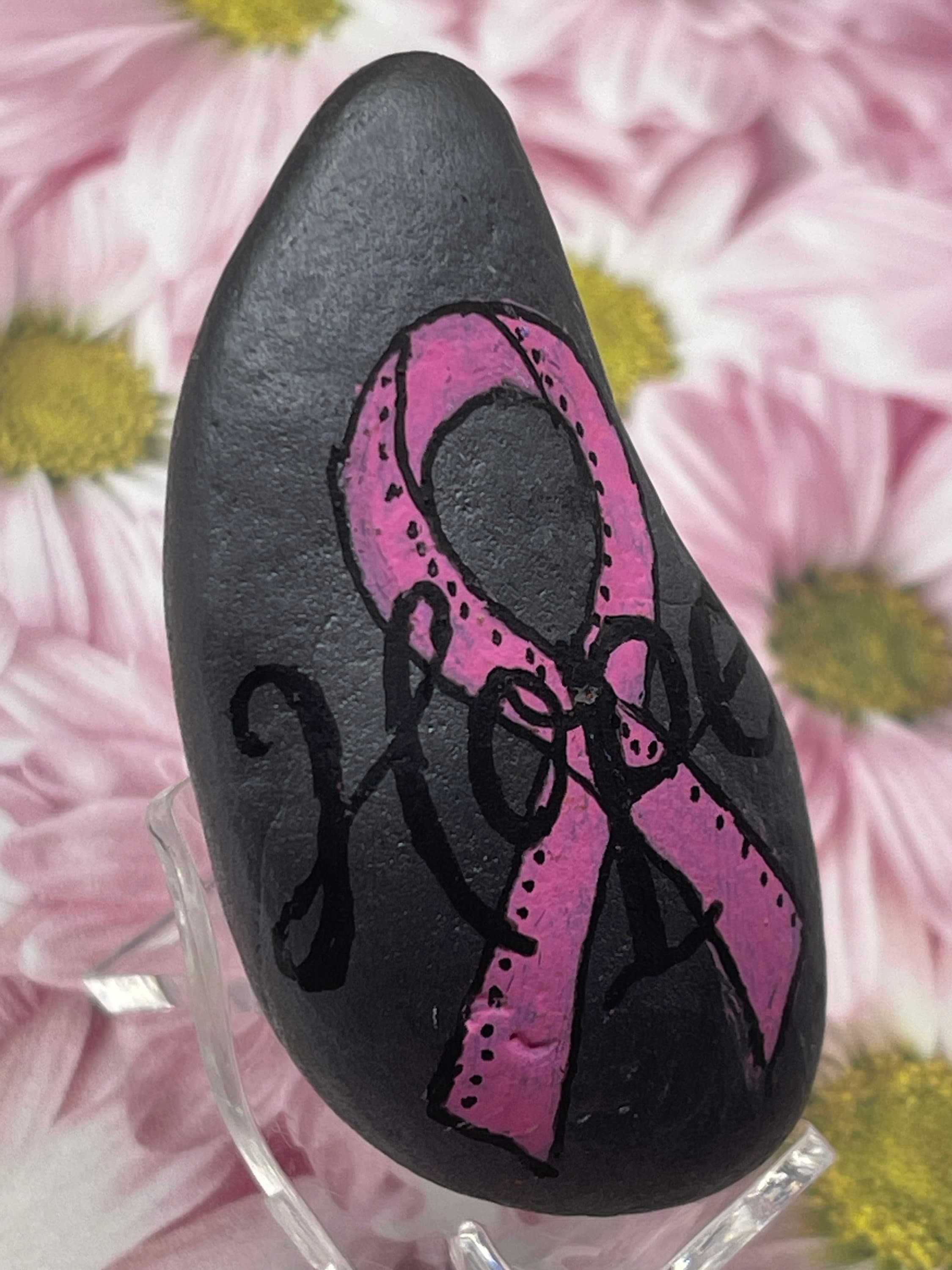 Breast Cancer Awareness Painted Rock, Pink Ribbon Hope Gift, Survivor ...
