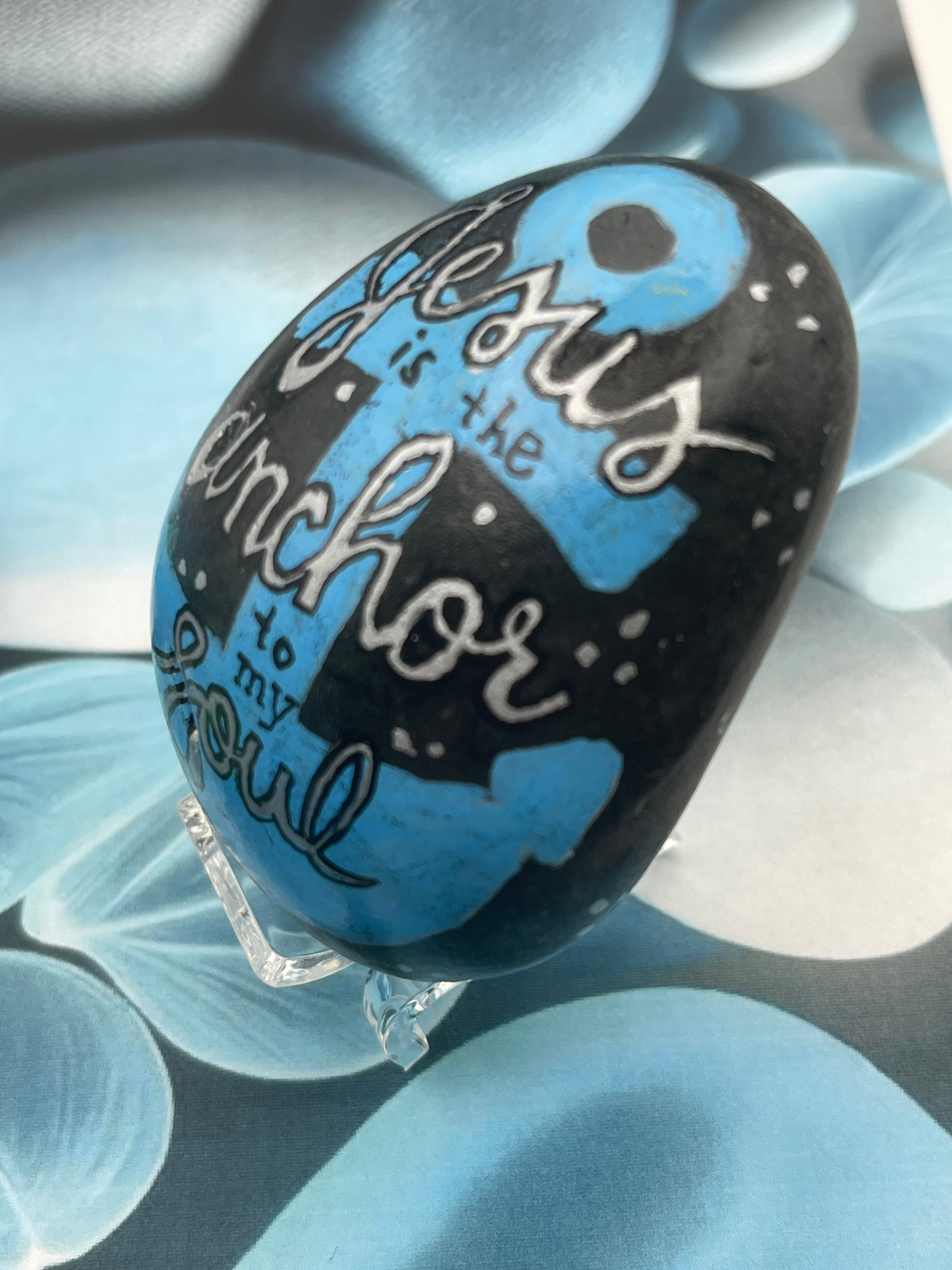 Jesus is the anchor to my soul inspirational painted rock religious