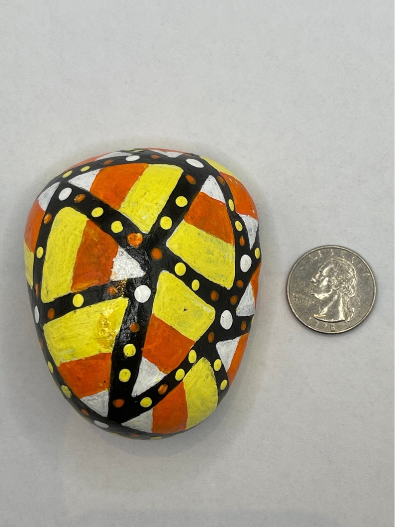 Hand Painted Candy Corn Trick or Treat Rock, Halloween Decor, Unique ...