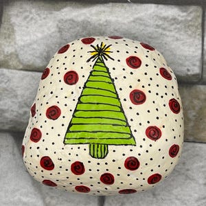 Abstract Christmas Tree, Dot Art, Merry Christmas, Winter Christmas Decor, Painted Rock, Stone Art