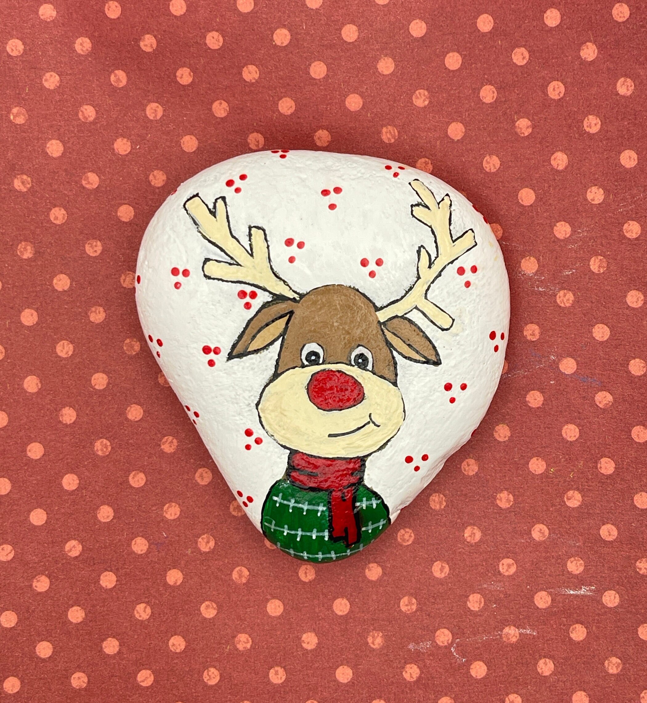 Rock Out Rudolph Images Rudolph Reindeer Wearing Sweater Winter Decor Painted Rock - Etsy