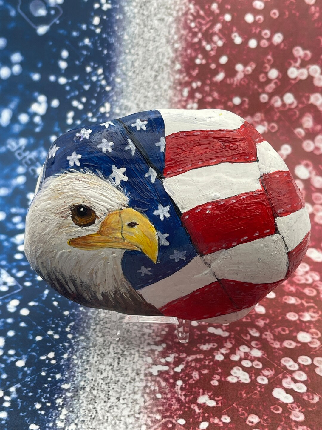 Bald Eagle on American Flag, Red White Blue, Stars and Stripes, Painted  Rock - Etsy, image size:1080x1440