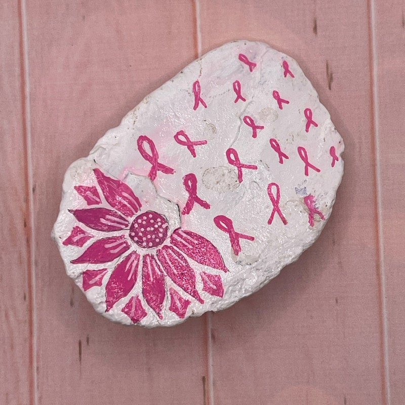 Cancer Ribbon Painted Rocks Cancer Rock Art - Etsy
