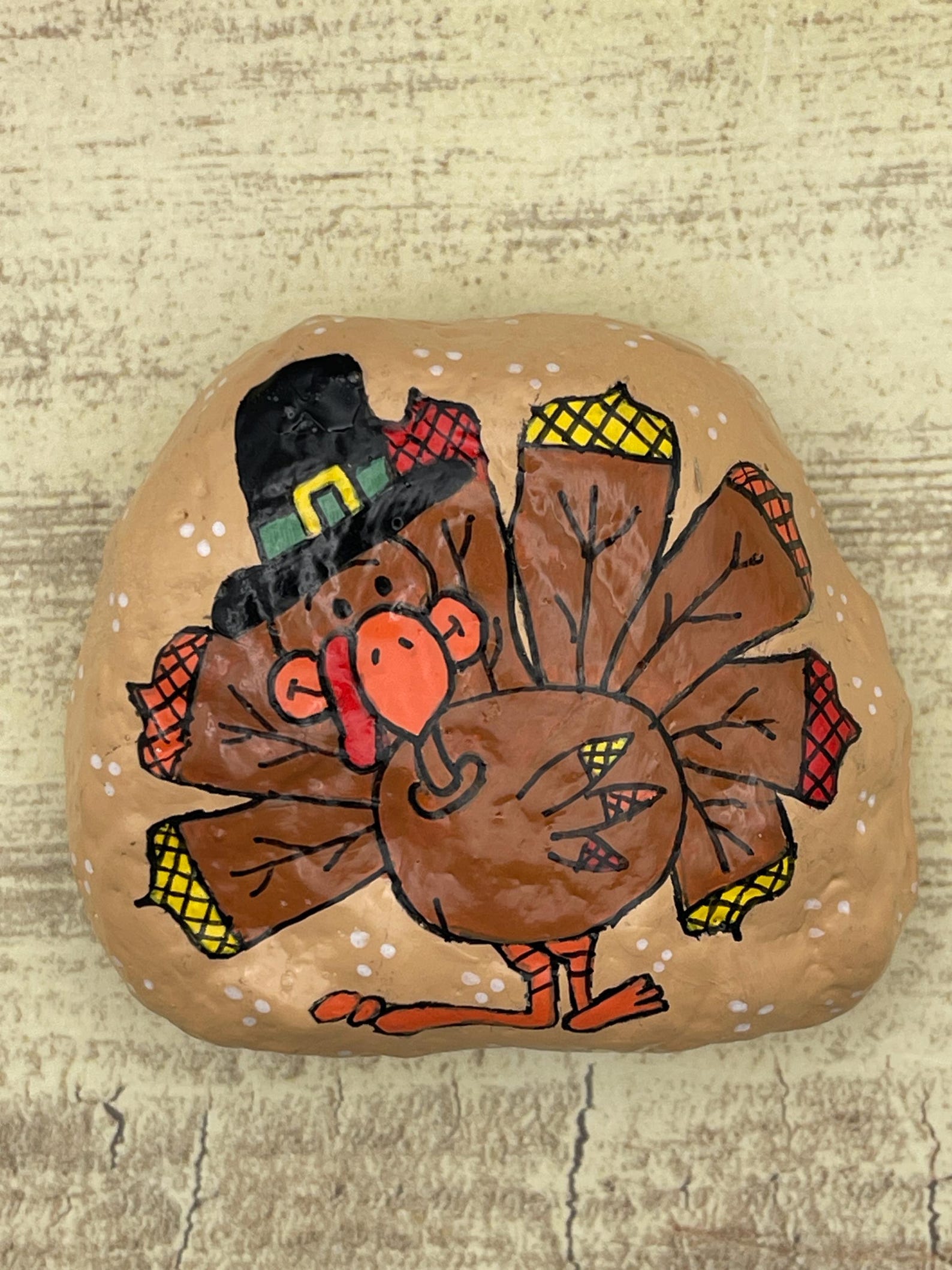 Turkey Painted Shell Hand Painted Turkey With Pilgrim Hat Stone Painting, Gather and Give ...