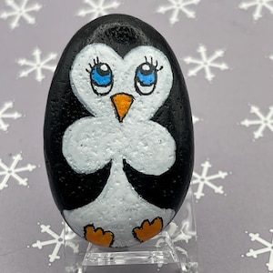 Penguin Painted Rock, Pebble Animal Art, Stone Painting