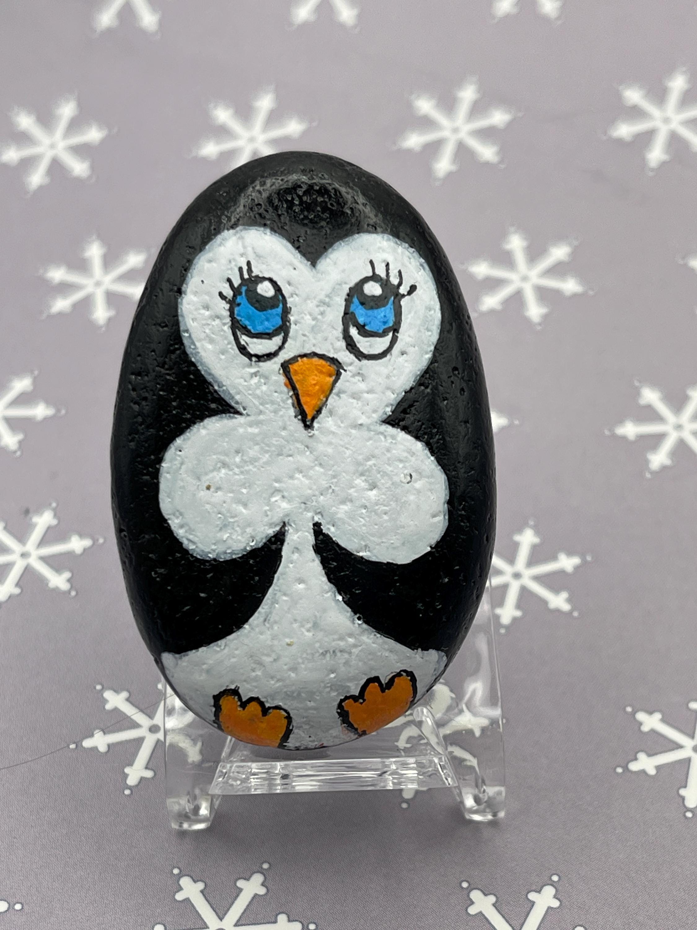 ペンギンの岩絵、小石の動物アート、石の絵 - Etsy 日本