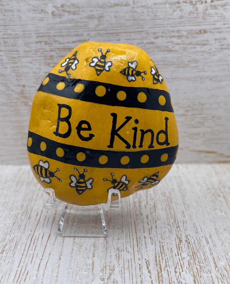 Bumble Bees Be Kind, Bee Summer Fun, Painted Rock, Painted Stone Art - Etsy