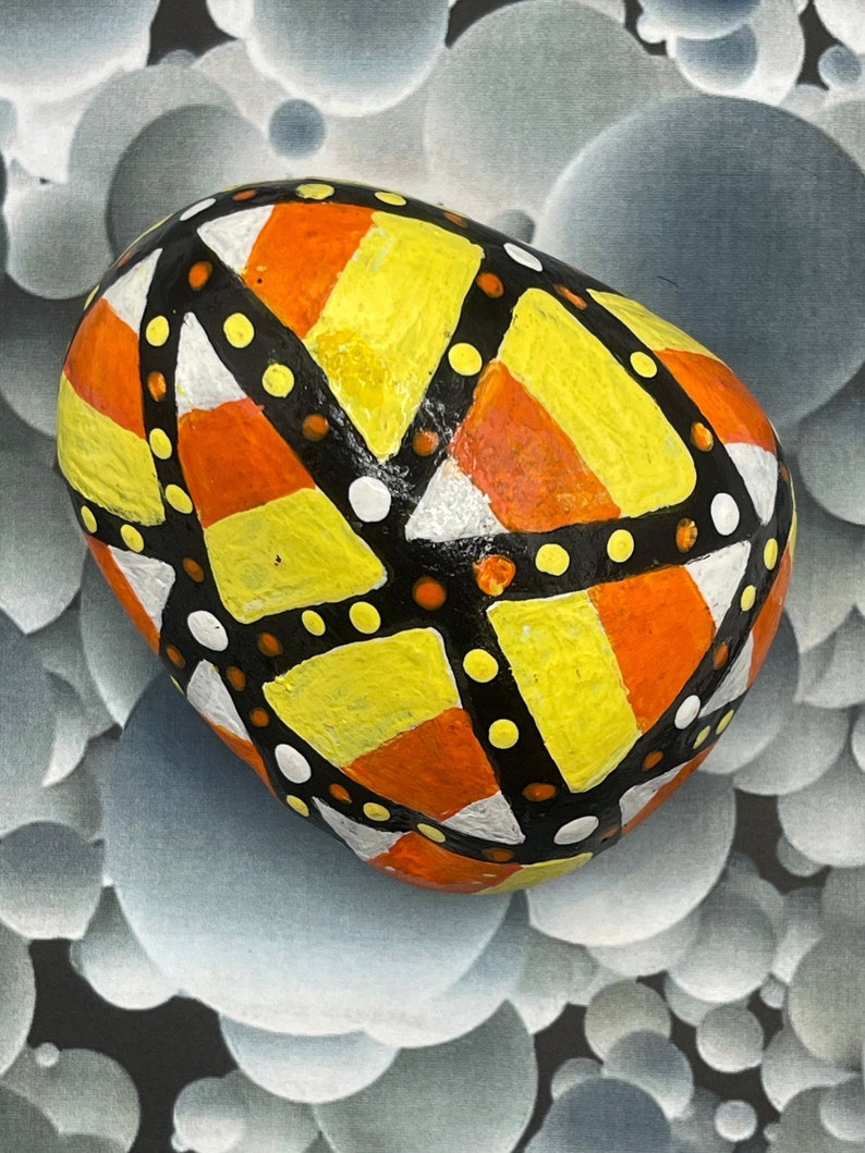 Hand Painted Candy Corn Trick or Treat Rock, Halloween Decor, Unique ...