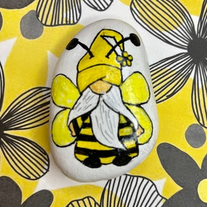 Bumble Bee Gnome, Bee Kind, Painted Rock