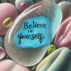 Self Estime Rocks Believe in Yourself Painted Rock, Encouragement Gift, Positive ...