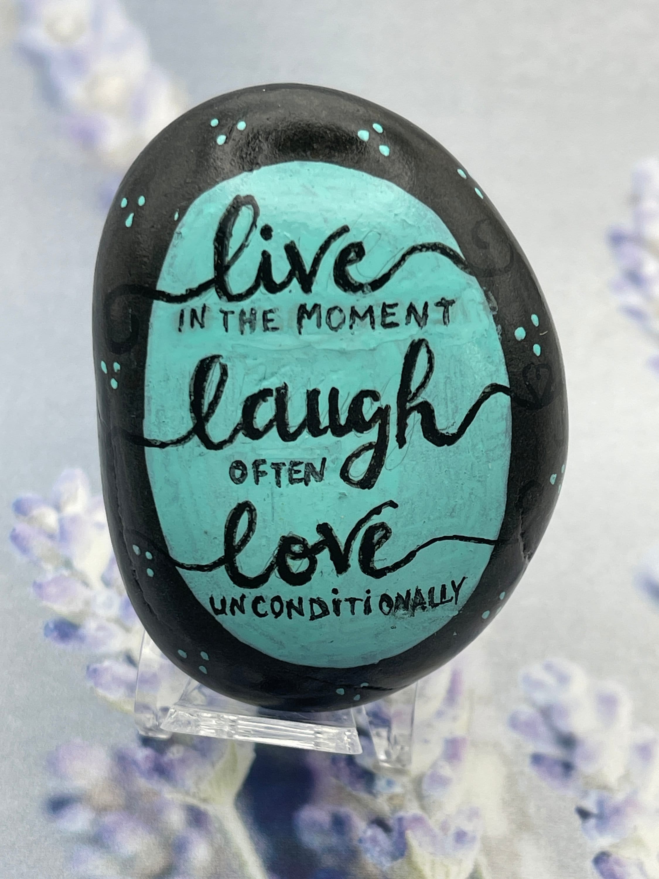 Teal Live Laugh Love, Painted Rock, Inspirational Phrase, Positivity  Pebble, Kindness Rocks - Etsy, image size:2250x3000