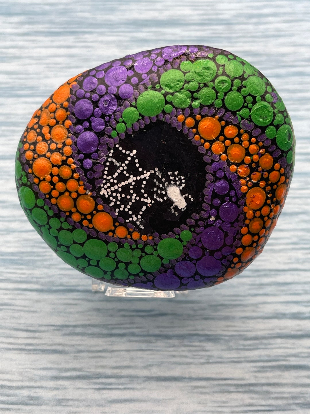 Pinwheel Spiral Dot Art With Spider Web, Halloween Art, Hand Painted ...