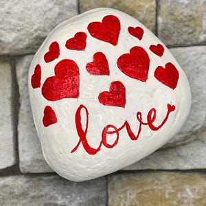 Love Stone With Glitter Red Heart Design, Unique Valentine Gift ...