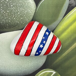 Triangular Painted Rocks Stars and Stripes Painted Rock, Patriotic Decor, Americana Shelf Decor ...