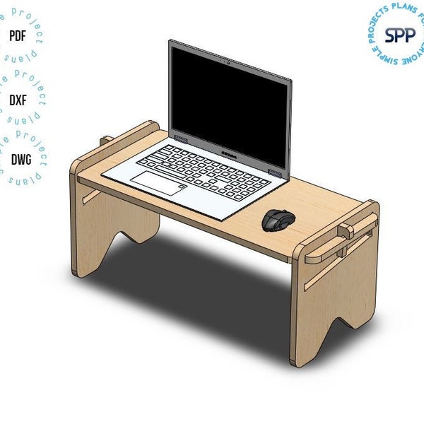 Stojak na laptopa/Drewniany plan stojaka na laptopa/Plany biurka/Biurko na laptopa/Sofa Stojak na laptopa/DXF/DWG/Laser i Cnc do pliku cyfrowego PDF/Zrób to sam