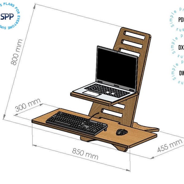 Laptop Stand Digital File For Laser and CNC/ Wooden Laptop Stand Plan/ Standing Desk Plans/ Standing desk/ Foot table/ Standing laptop table