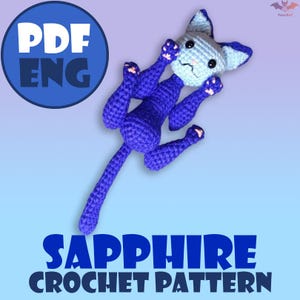 Sapphire the Cat – PDF Crochet Amigurumi Pattern | Jointed Plushie Toy with Safety Eyes | Digital Download