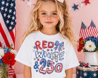 Red White and 250 Shirt, 4th of July T-Shirt, Patriotic USA Kids Shirt, Stars Stripes Fireworks Tees, Independence Day Shirt, Freedom Tees