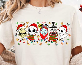 Spooky Holiday Christmas Shirt, Gothic Character Duo Tee, Haunted Mansion Inspired Family Sweatshirt, Holiday Trip Matching Shirts