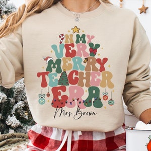 I min mycket glada lärare-era jultröja, lärarjulgranströja, god jul-t-shirt, julklapp till lärare-tröja