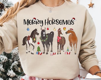 Merry Horsemas Sweatshirt, Horse Lover Christmas Shirt, Winter Holiday T-Shirt, Christmas Horse Sweater, Merry Christmas Sweatshirt