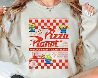 Maglietta Toy Story Pizza Planet, Maglietta Alien Pizza Planet, Maglietta Pizza Lover, Maglietta Disney Snacks, Magliette abbinate Pizza Planet