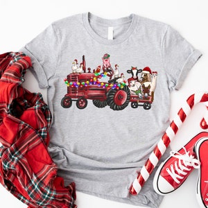 Farm Animals Christmas Sweatshirt, Christmas Farm Animals Truck Shirt, Christmas Animals Sweater, Country Christmas T-Shirt, Tractor Xmas
