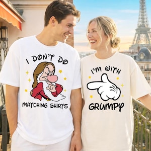 Jag gör inte matchande t-shirts Jag är med Grumpy-tröja, Disney Dvärg Alla hjärtans dag-t-shirt, Disney Par Matchande T-shirt, Alla hjärtans dag-tröja
