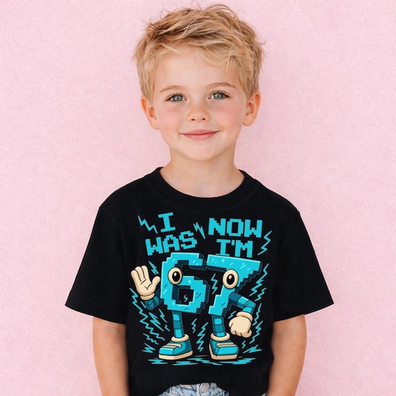 I Was 6 Now I Am 7 Birthday Shirt: 6 7 Birthday T-Shirt, Birthday Boy Girl Sweatshirt, Kids Birthday Party Shirts, 6 7 Funny Meme Tees