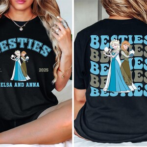 two pictures of a woman wearing a t - shirt that says besties bees bees