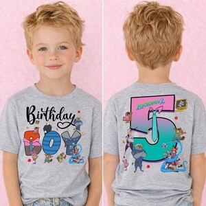 Camiseta personalizada de cumpleaños familiar de Zootopia, camiseta de cumpleaños de Disney Zootopia 2, camiseta de Nick Wilde y Judy Hopps, camisetas de cumpleaños para viajes familiares a Disneyland imagen 3