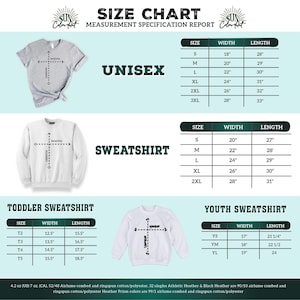 the size chart for a sweatshirt