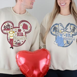 Disney Princess & Prince Valentine&#39;s Day Shirt, Her Beast His Bella Shirt, His Rapunzel Her Flynn Tee, Her Charming His Cinderella Shirt