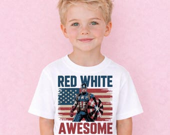 Camiseta infantil del 4 de julio, camiseta roja y blanca genial, camiseta de EE. UU., camiseta del Día de la Independencia, camisetas del Día de los Caídos