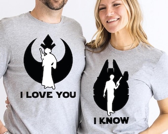 I Love You and I Know T-shirt, Galaxy Wars Love Tee, Princess Leia