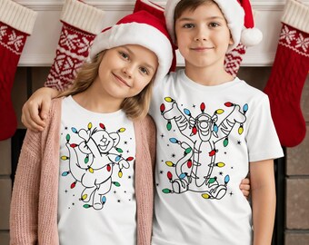 Winnie the Pooh Christmas Shirt,  Christmas Lights T-Shirt,  World Xmas Sweater, Pooh And Friends Xmas Tees, Pooh Bear Xmas Tees