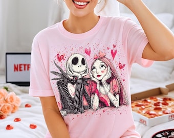 Jack and Sally Valentine Shirt: Disney Love Valentines Day T-Shirt, Nightmare Valentine Sweatshirt, Jack Sally Valentine Tees, Romantic Tees