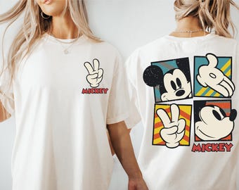 Retro Peace Zeichen Maus Tee, Familien Urlaub Shirt