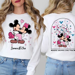 Disney wo Träume wahr werden Shirt, Mickey Minnie Valentinstag Paar Sweatshirt, Disney-Liebhaber-Pullover, Disney-Valentinstag-Pullover