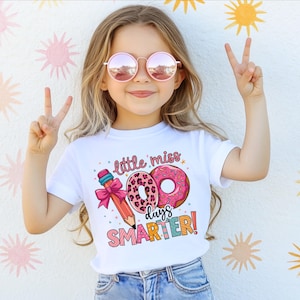 100 Days Smarter Shirt, 100 Days Celebration Sweater, Girls School T-Shirt, 100 Days of School Sweatshirt, Back To School Girl Tee image 1