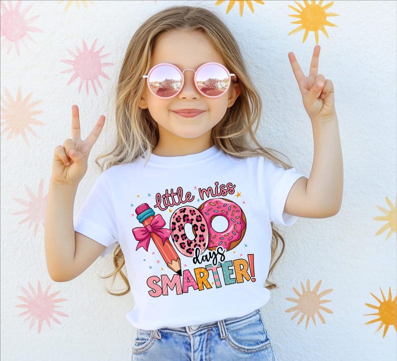 100 Days Smarter Shirt, 100 Days Celebration Sweater, Girls School T-Shirt, 100 Days of School Sweatshirt, Back To School Girl Tee image 1